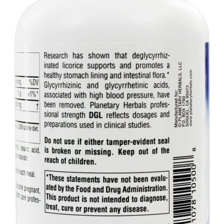 DGL Deglycyrrhizinat Alcaçuz Profissional Força - 100 comprimidos mastigáveis Planetary Herbals - Imagem 3