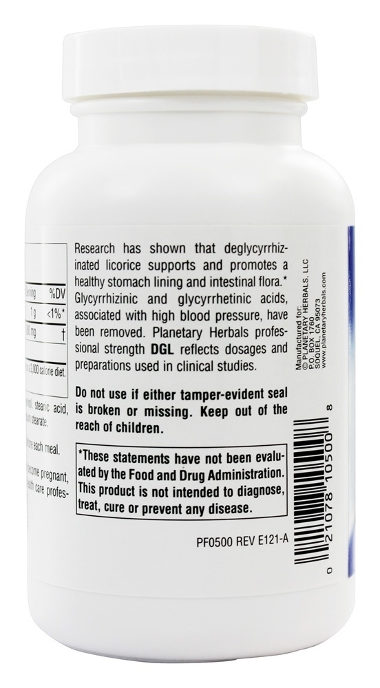 DGL Deglycyrrhizinat Alcaçuz Profissional Força - 100 comprimidos mastigáveis Planetary Herbals - Imagem 3