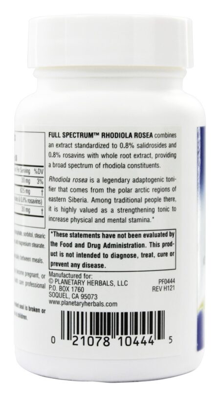 Extrato de Rhodiola Rosea Completo Spectrum 327 mg. - 60 Tablets Planetary Herbals - Image 3