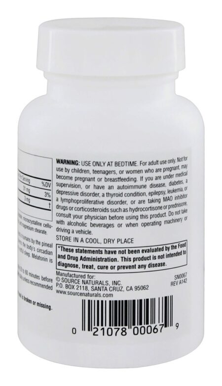 Liberação Temporizada de Melatonina 3 mg. - 240 Tablets Source Naturals - Image 3