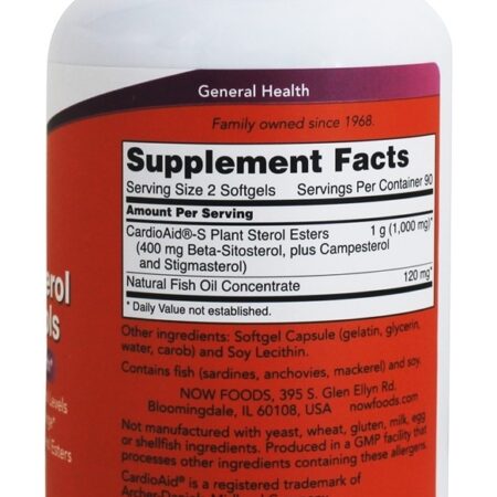 Esteróis de plantas Beta-Sitosterol - 180 Softgels NOW Foods - Imagem 2
