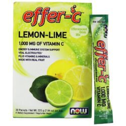 Effer-C Effervescent Drink Mix Limão-Lima - 30 Pacotes (s) NOW Foods