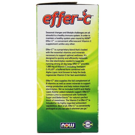 Effer-C Effervescent Drink Mix Limão-Lima - 30 Pacotes (s) NOW Foods - Imagem 4