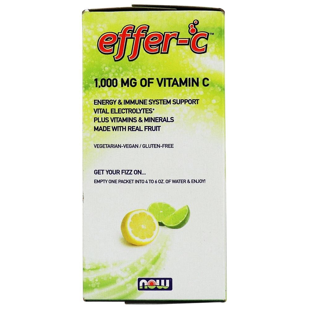 Effer-C Effervescent Drink Mix Limão-Lima - 30 Pacotes (s) NOW Foods - Imagem 5