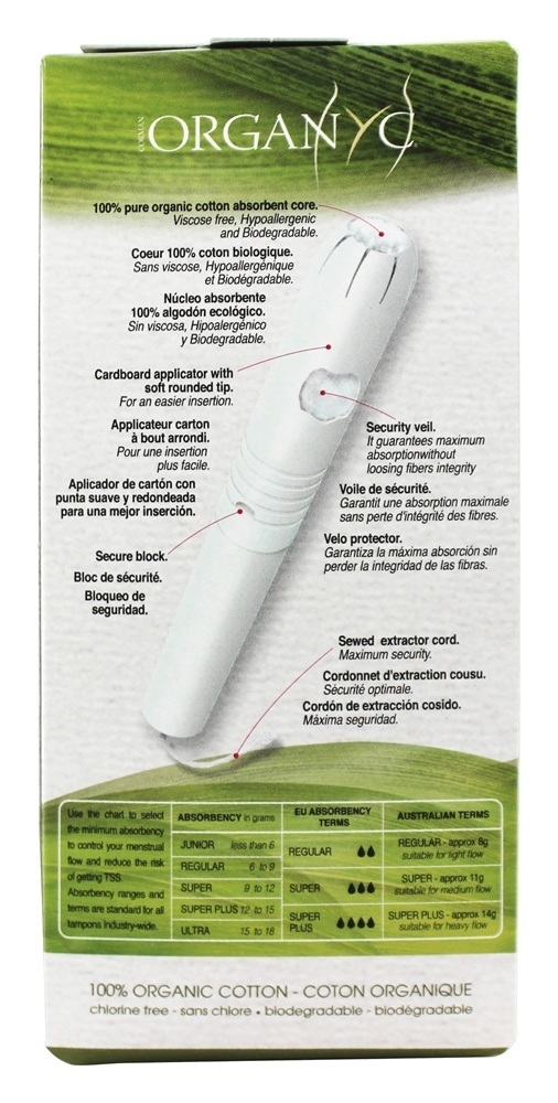 Orgânico Algodão Menstrual Tampões Super - 14 Contagem Organyc - Imagem 2