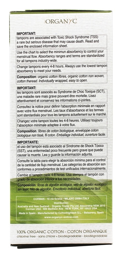 Orgânico Algodão Menstrual Tampões Super - 14 Contagem Organyc - Imagem 3