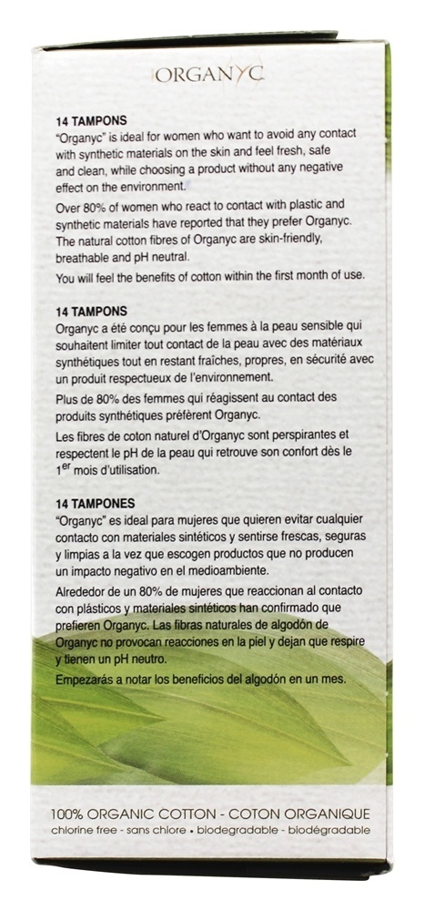 Orgânico Algodão Menstrual Tampões Super - 14 Contagem Organyc - Imagem 4