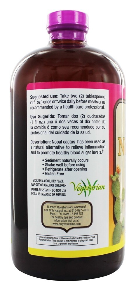 99 % Pure Suco de Cacto Nopal (Opuntia) - 32 fl. oz. Only Natural - Imagem 3