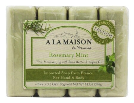 Pacote de Valor de Soap Bar Tradicional Francês Rosemary Mint - 4 Barras A La Maison