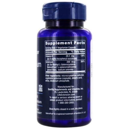 Super Selênio Complexo 200 mg com Vitamina E - Cápsulas vegetarianas 100 Life Extension - Image 2