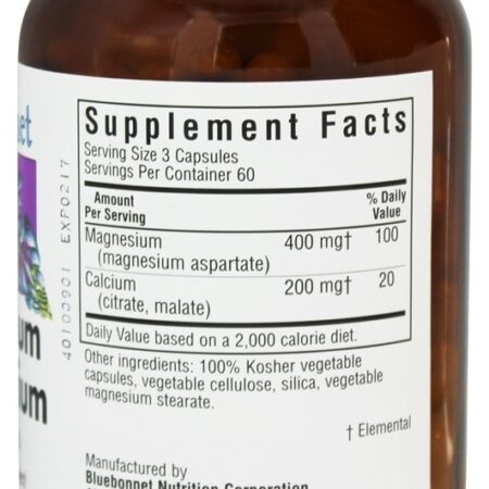 Magnésio mais Cálcio 2 : 1 Ratio - Cápsulas vegetarianas 180 Bluebonnet Nutrition - Imagem 2