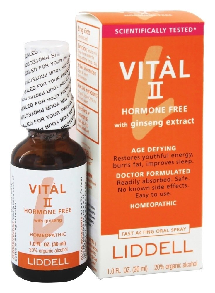 Hormônio Vital II Livre com Extrato de Ginseng Spray Oral Homeopático - 1 fl. oz. Liddell Laboratories