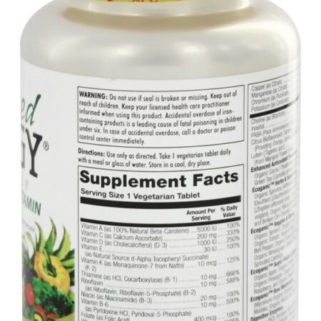 Aprimorada Energia Uma vez Diário Inteiro Comida Multivitamina - 60 Comprimidos vegetarianos Kal - Imagem 2