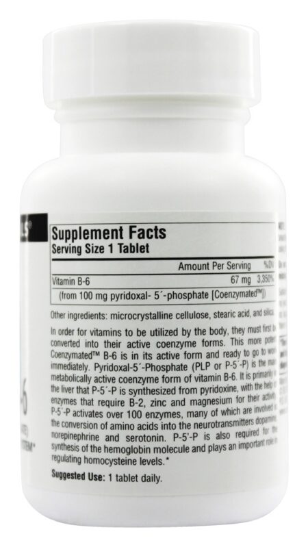 Coenzima B6 100 mg. - 60 Tablets Source Naturals - Image 2