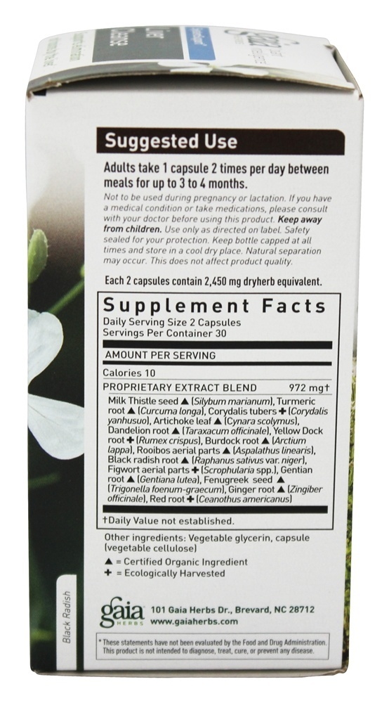 Fígado Limpa Suporte Phyto-Caps Líquido com Corydalis - Cápsulas vegetarianas 60 Gaia Herbs - Imagem 2