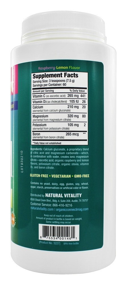Natural Acalmar Mais Cálcio Framboesa-Limão Sabor - 16 oz. Natural Vitality - Imagem 2