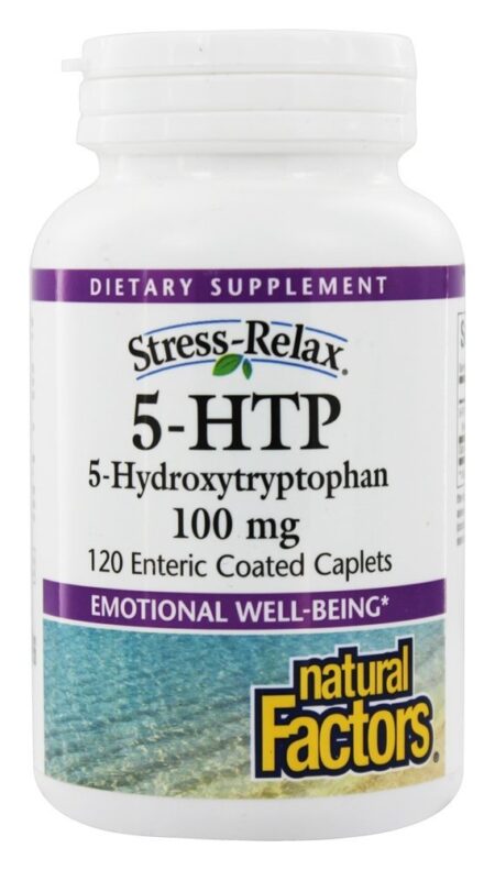 Stress-Relax 5-HTP para o Bem-Estar Emocional 100 mg. - 120 Comprimidos com Natural Factors entérico Natural Factors