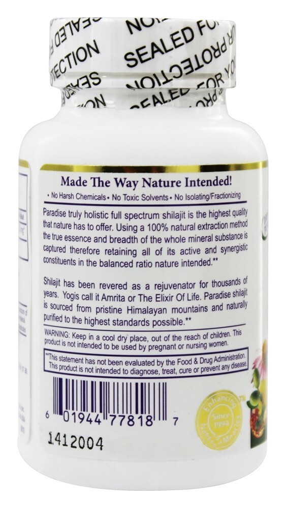 Shilajit - Cápsulas vegetarianas 60 Paradise Herbs - Imagem 3