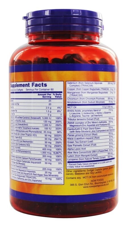 NOW Sports Masculino Esportes Ativos Multi - 180 Softgels NOW Foods - Image 2