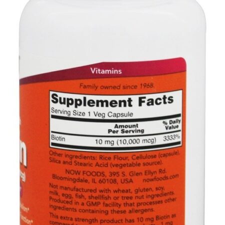 Biotina de Força Extra 10000 mcg. - Cápsulas vegetarianas 120 NOW Foods - Imagem 2