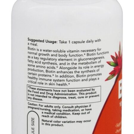 Biotina de Força Extra 10000 mcg. - Cápsulas vegetarianas 120 NOW Foods - Imagem 3