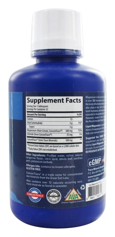 Tangerina com Magnésio Líquido 300 mg. - 16 fl. oz. Trace Minerals Research - Image 2