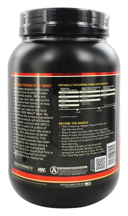 100% Whey Protein Isolado Gold Standard Sabor Mocha Cappuccino - 2 lbs. Optimum Nutrition - Image 3