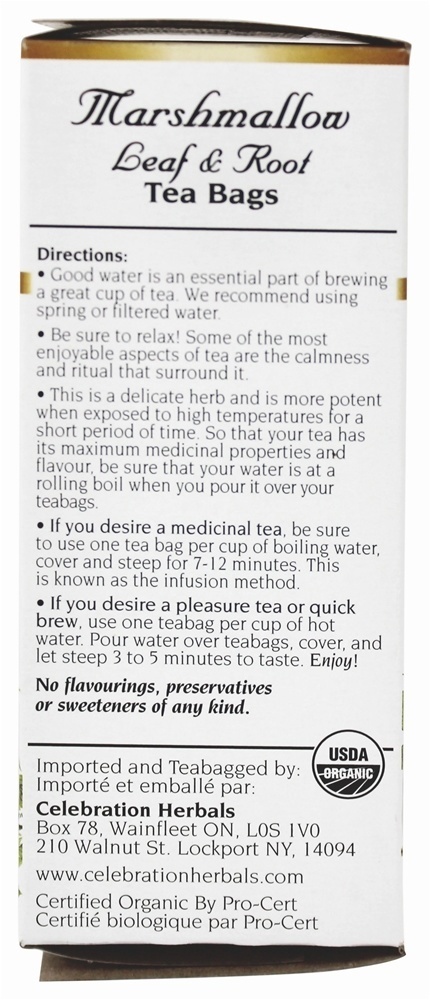 Folha de Marshmallow livre de cafeína orgânica & raiz de chá de ervas - 24 Saquinhos de Chá Celebration Herbals - Imagem 3