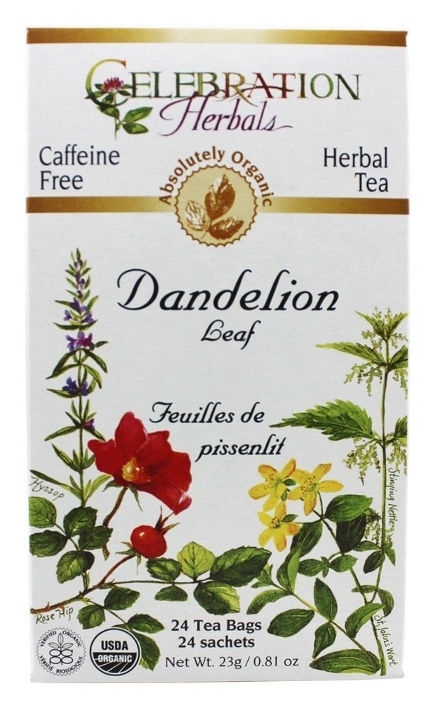 Chá de ervas de folha de dente de leão livre de cafeína orgânica - 24 Saquinhos de Chá Celebration Herbals