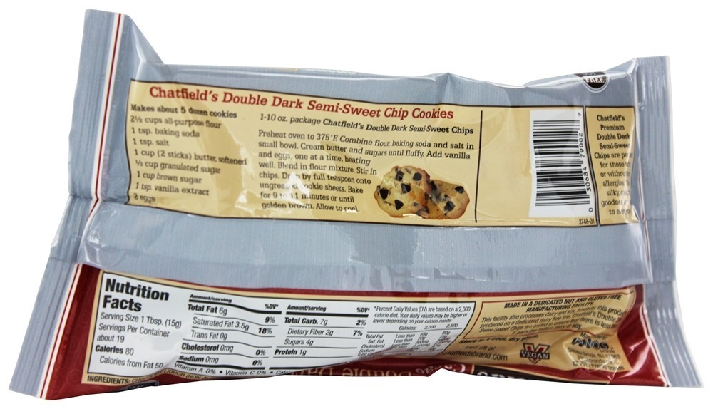 Chips de chocolate semi-doces escuros duplos - 10 oz. Chatfield's - Imagem 2