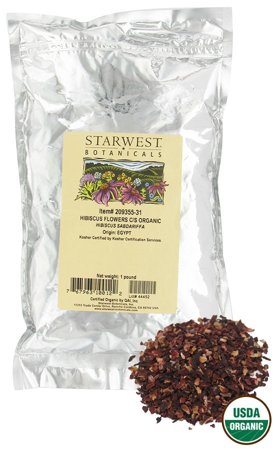 Granel Hibiscus Flores C / S Orgânica - 1 lb. Starwest Botanicals