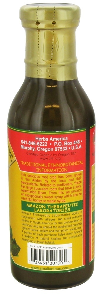 Xarope de Yacon Orgânico - 11.5 fl. oz. Amazon Therapeutic Laboratories - Imagem 3