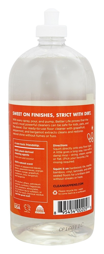 Naturalmente Dirt-Destruindo Chão Limpador Citrus Mint - 32 fl. oz. Better Life - Imagem 3