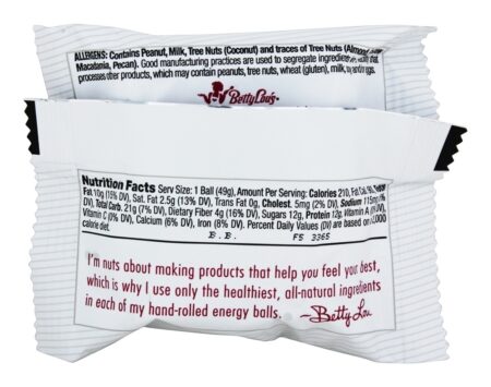 Nuts sobre a proteína de microplaqueta de chocolate da manteiga de amendoim mais bolas da energia - 1.7 oz. Betty Lou's - Image 3