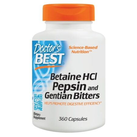 Betaína HCL Pepsina & Genciana Amarga - Cápsulas 360 Doctor's Best