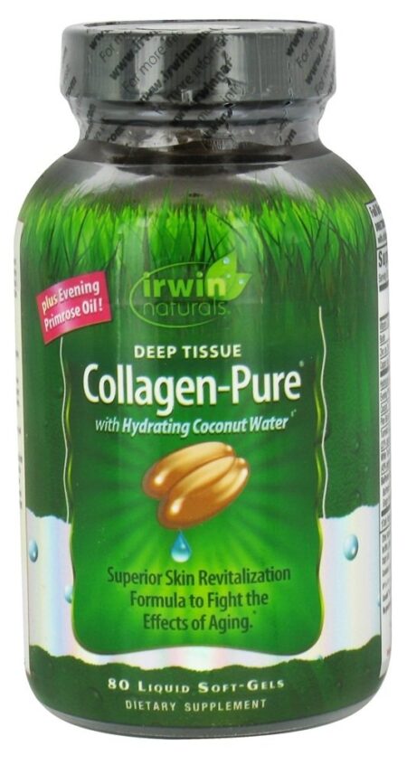 Pure Colágeno para Tecido Profundo com Água de Coco Hidratante - 80 Softgels Irwin Naturals