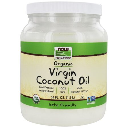 NOW Real Food Óleo de coco virgem orgânico prensado a frio e não refinado - 54 fl. oz. NOW Foods