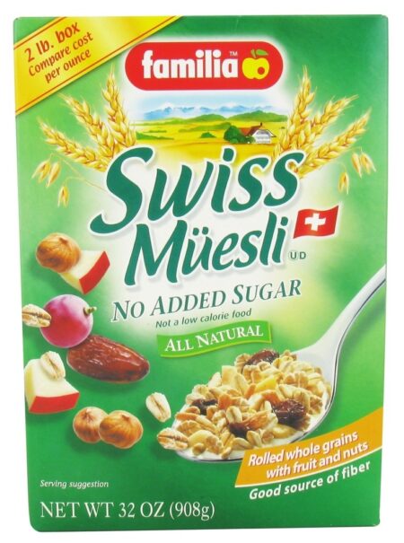 Muesli suíço todo natural sem açúcar adicionado - 32 oz. Familia