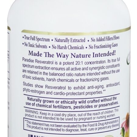 Resveratrol 20 : 1 Potência Concentrada - Cápsulas vegetarianas 180 Paradise Herbs - Imagem 3