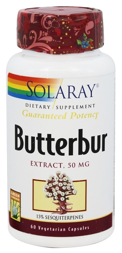 Potência Garantida Extrato de Butterbur 50 mg. - Cápsulas vegetarianas 60 Solaray