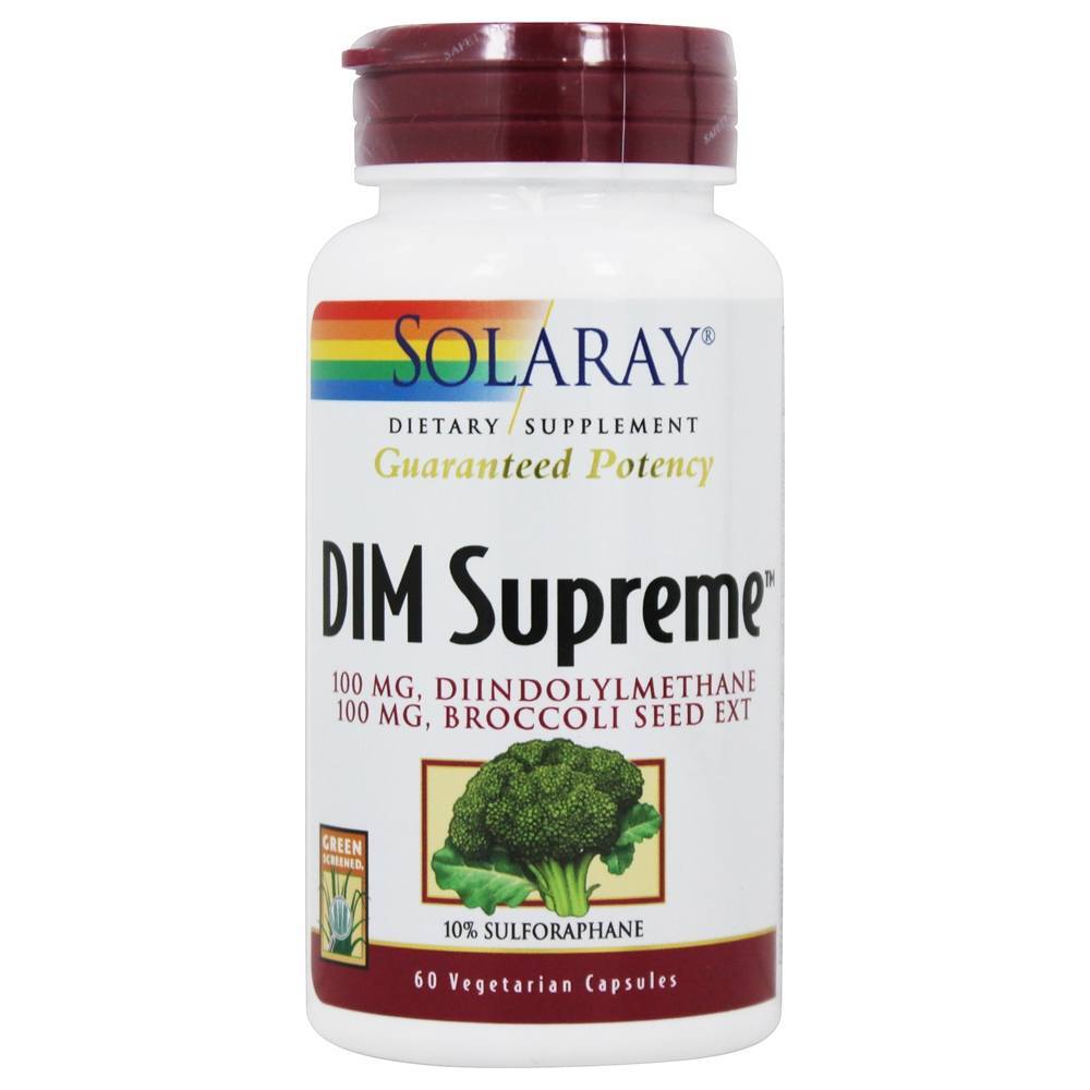 Potência Garantida DIM Diindolilmetano Supremo - Cápsulas vegetarianas 60 Solaray