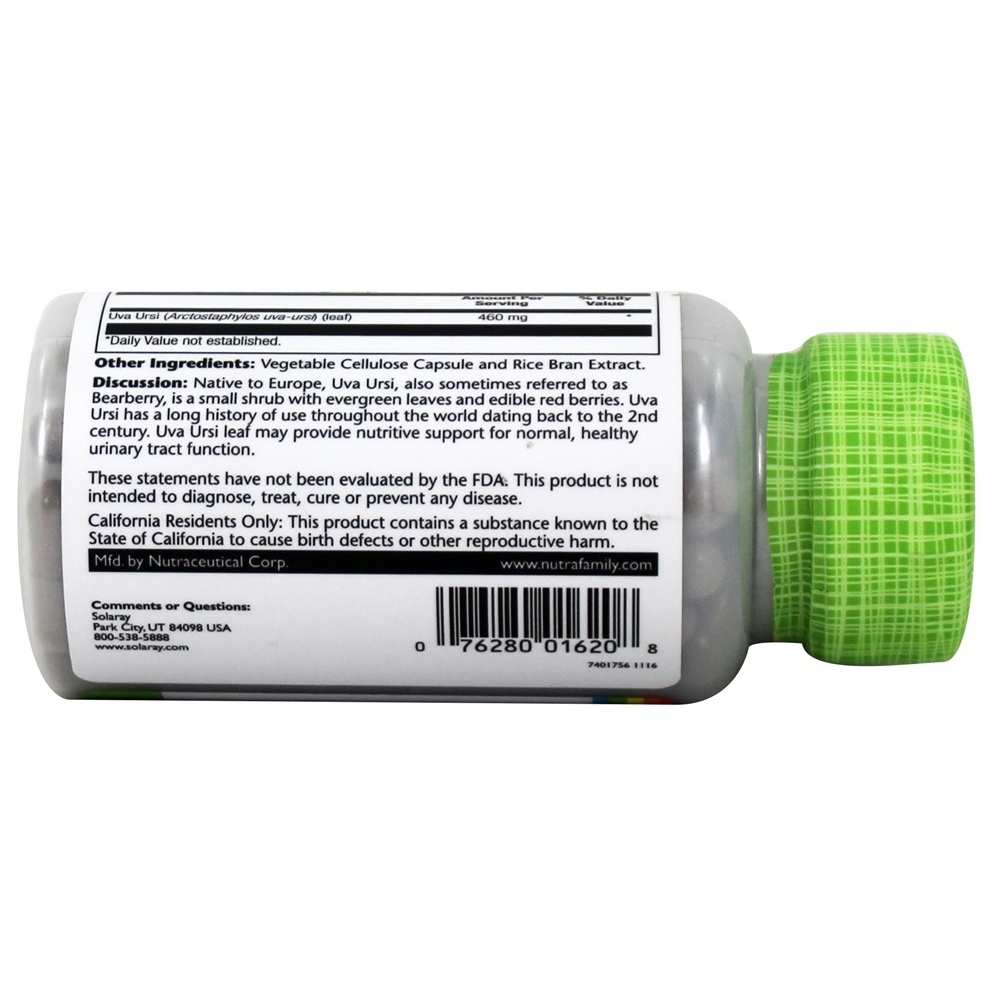 Uva Ursi 460 mg. - 100 Cápsula (s) vegetal (s) Solaray - Imagem 3