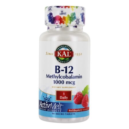 B12 Metilcobalamina Sabor Framboesa Vermelha 1000 mcg. - 90 Tablets Kal