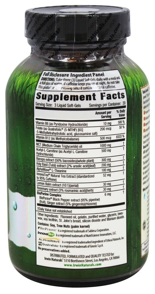 Brain Awake Para Um Elevado Desempenho do Cérebro - 60 Softgels Irwin Naturals - Imagem 2
