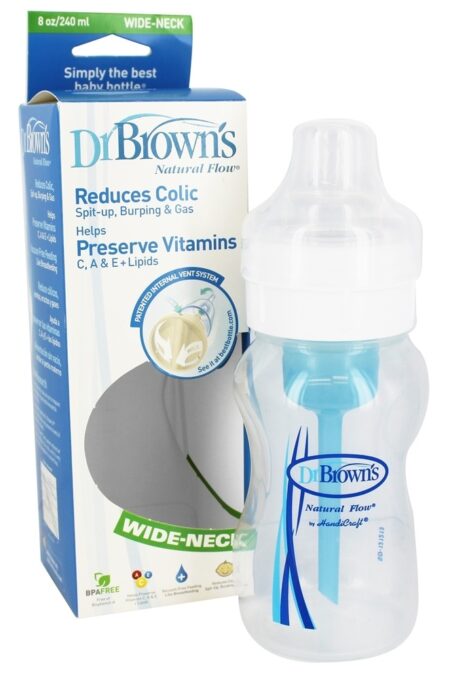 Garrafa de Bebé de Pescoço Largo Natural - 8 oz. Dr. Brown's