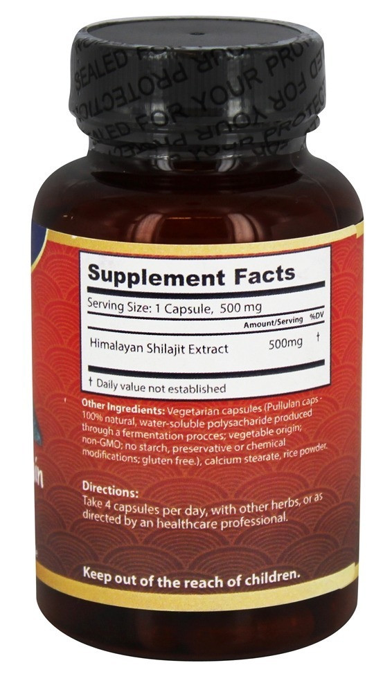 Alto Montanha Shilajit 500 mg. - Cápsulas vegetarianas 60 Dragon Herbs - Imagem 2