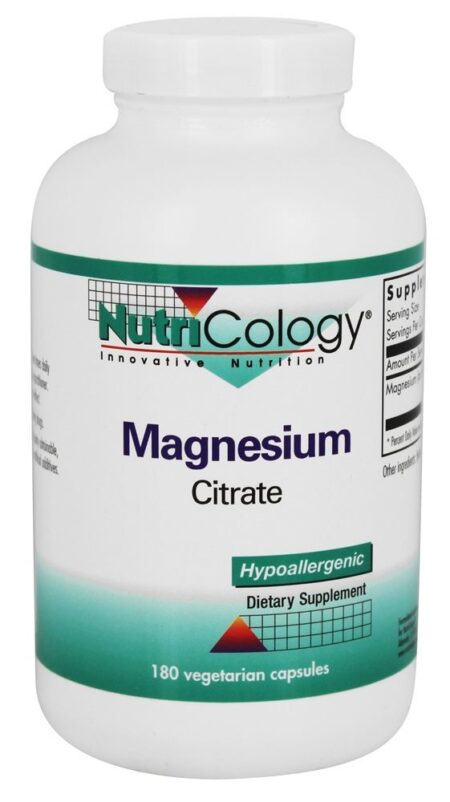 Citrato de Magnésio 170 mg. - Cápsulas vegetarianas 180 Nutricology