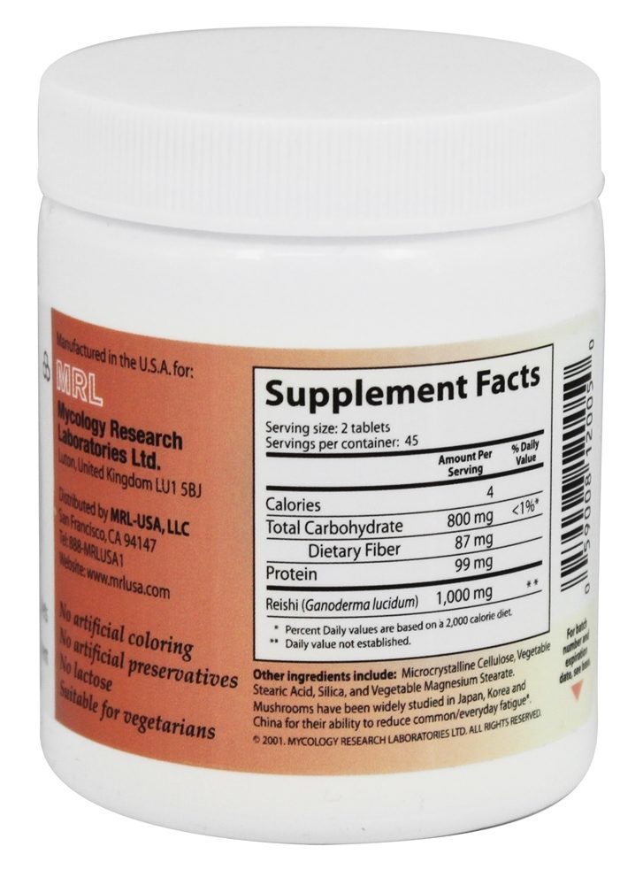 Reishi-MRL - 90 Tablets Mycology Research Labs - Imagem 2