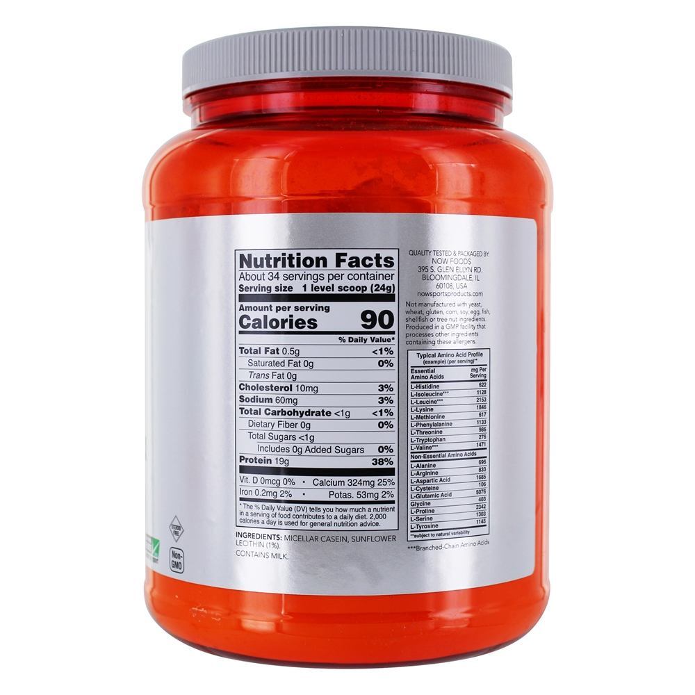 AGORA Sports Micellar Casein Protein Powder Sem sabor - 1.8 lbs. NOW Foods - Imagem 2