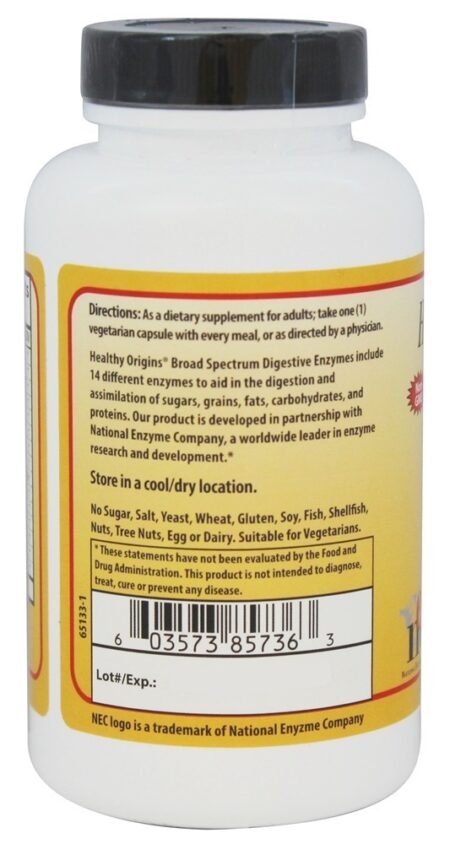 Natural Broad Spectrum Enzimas digestivas - Cápsulas vegetarianas 180 Healthy Origins - Image 3